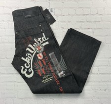 Vintage Ecko Unltd Denim Jeans 32x32 Baggy Skater Embroidered Graffiti Y2K New