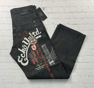 Vintage Ecko Unltd Denim Jeans 32x32 Baggy Skater Embroidered Graffiti Y2K New