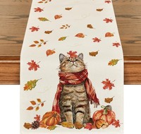 TischläUfer Katze KüRbisse AhornbläTter Herbst 40X140 Cm Deko TischwäSche