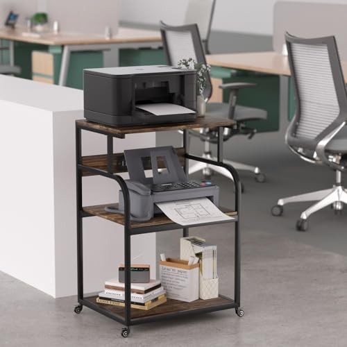 Large Printer Stand with 3-Tier Wood Storage Shelves with Power Outlet-Multi - Picture 5 of 7