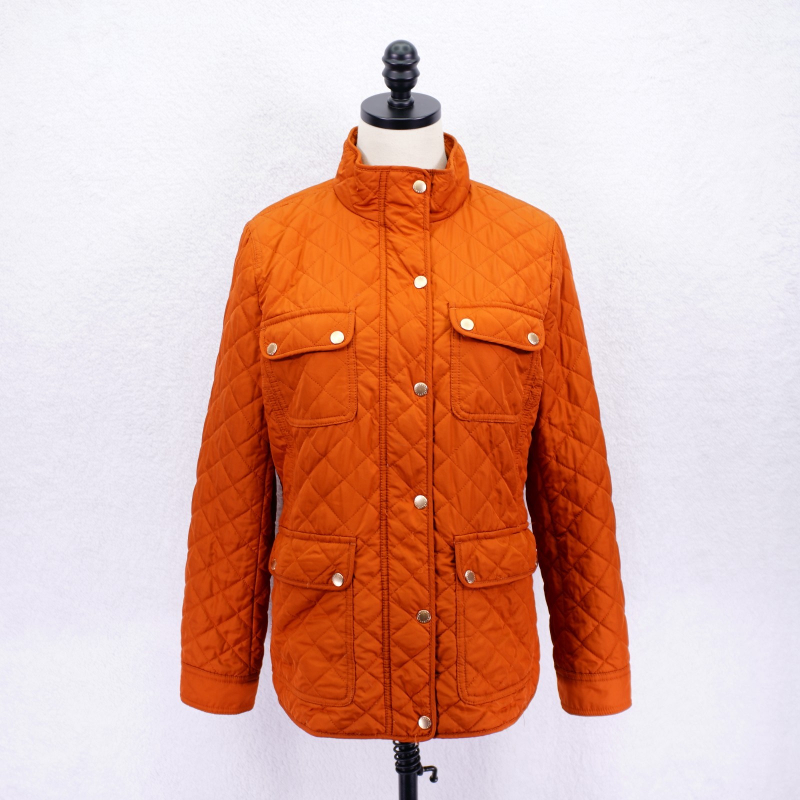 Talbots -Medium- Orange Puffer Zip Button Up Swea… - image 1