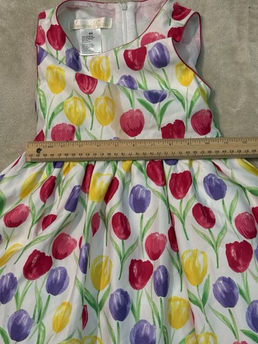 American Princess Girls Pink Orange Floral Tulip Party Dress Flower Girl - Picture 4 of 7