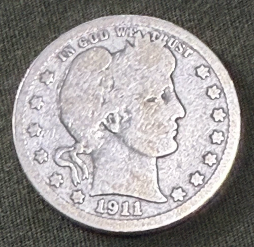 USA - 1911 Silver Barber Quarter - FREE SHIP