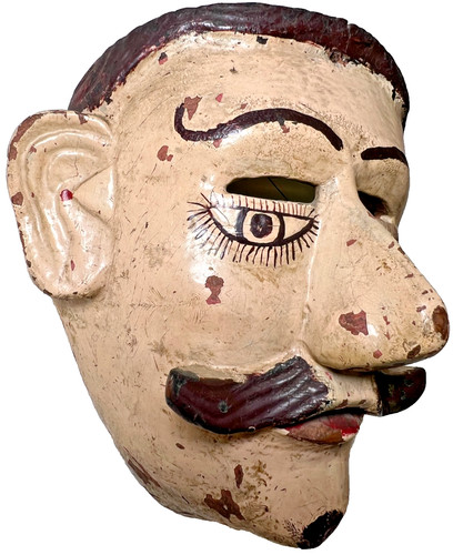 Antique Mexican Mexico Cuadrillas Wood Wooden Dance Mask Carved Gentleman Catrin