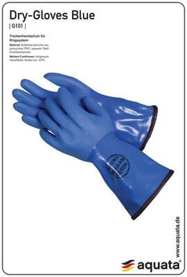 Trockentauchhandschuhe XL blau inkl. Innenhandschuhe Ringsystem NEU aquata G101