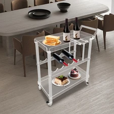 Acrylic Bar Cart Clear Serving Cart with Glass Holder Acrylic Cart with Wheels