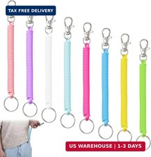 8 Pcs Retractable Spring Coil Keychain, Anti-Lost Stretch Cord Safety Key Chain,