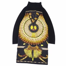 Hermes Dress High Neck Knit Silk Switched Total Pattern Top Womens Used MOLO-0
