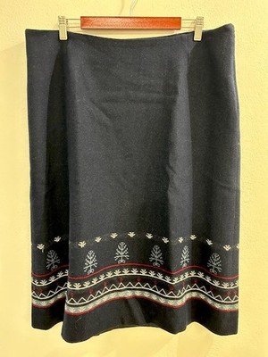Vintage Pendleton Womens Skirt Navy Blue Snowflake Size 16