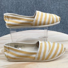 Mad Love Shoes Womens 9 Lydia Slip On Comfort Loafers Flats Stripe Yellow Fabric