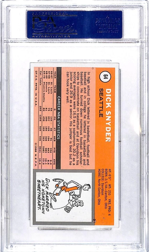 1970-71 Topps #64 Dick Snyder Seattle SuperSonics Basketball Card PSA 8 NM-MT - Image 2 of 2