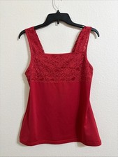 Cinema Etoile, Red Lace Stretchy Tank, Large