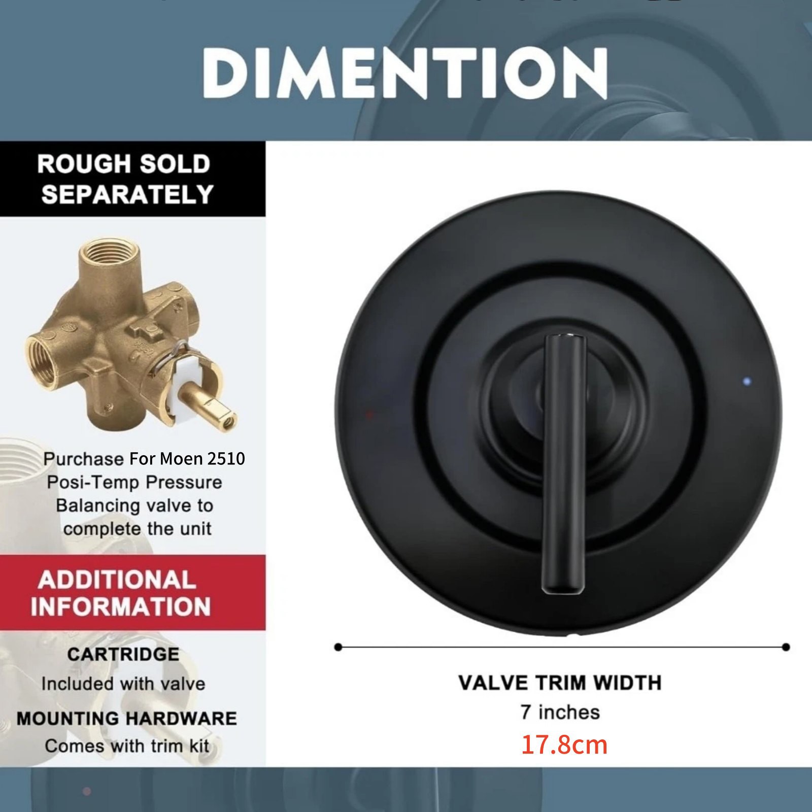 For Moen Shower Faucet Valve Kit Matte Black Posi-Temp Pressure Balancing Valve thumbnail 10