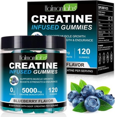 Hatman Labs 120 Creatin Eingegossen Gummies Blueberry Geschmack Für Muskelaufbau