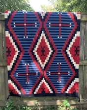 Navajo Style Rug Chiefs Blanket Revival Weaving Moki Spiderwoman Diamond Zapotec