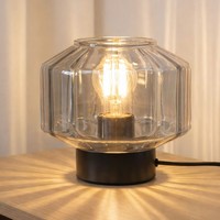 Tischleuchte Tischlampe Nachttischleuchte Glasschirm Leselampe Schwarz H 14,5 Cm
