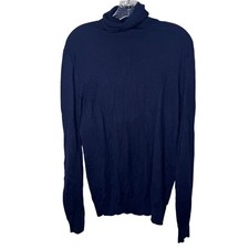 Banana Republic Tall M Navy Blue Italian Merino Wool Turtleneck Sweater