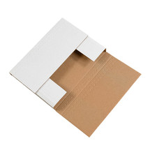 White Easy-Fold Mailing Boxes, 12 1/8" X 9 1/8" X 2", Pack of 50, Crush-Proof, f