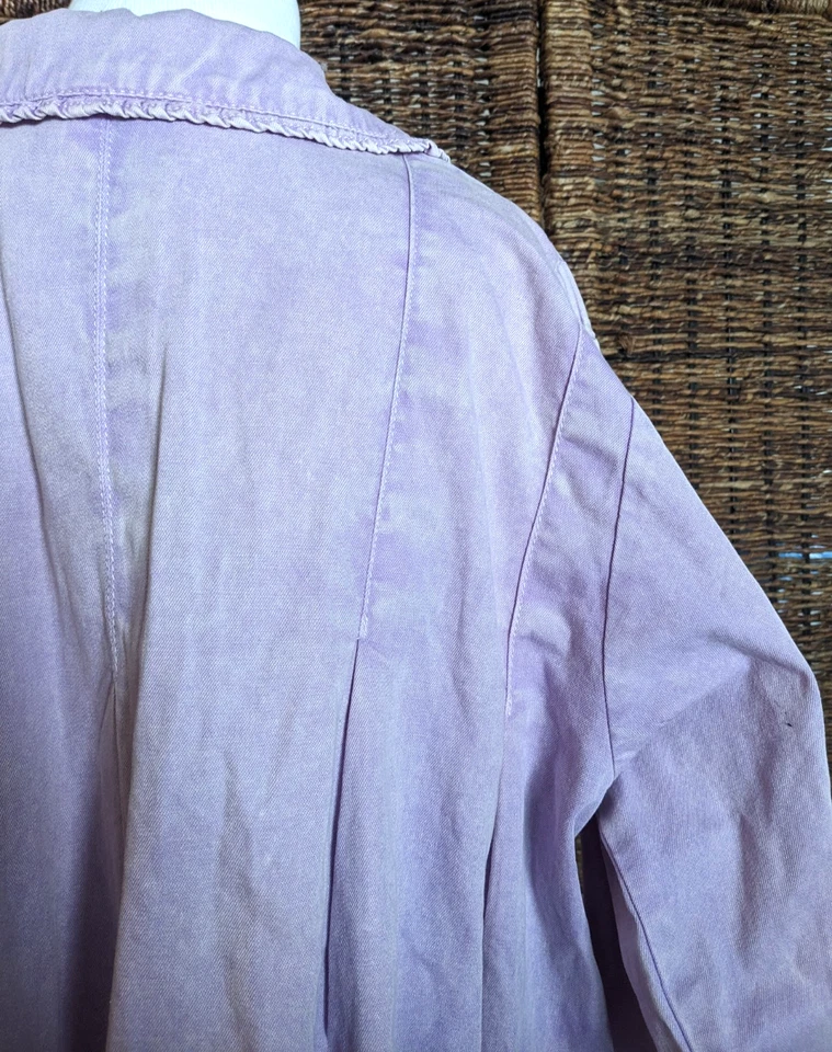 Camisa de mezclilla con botones Free People Charlie, broches de presión de perlas, púrpura lila, L Foto 4 de 4