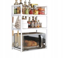 Küchenregal für Mikrowelle Organizer Schrank weiß 3 Ebenen 48cm Regal