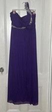 Deb Y2K Royal Purple Prom Dress One Shoulder with Rhinestones, Size 11 M/L