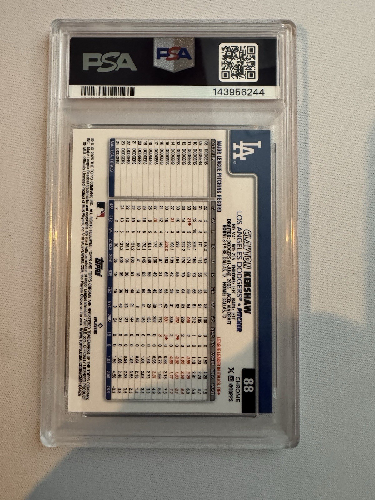 POP 1 🔥2025 Topps Chrome Clayton Kershaw Teal Refractor #88 Dodgers /299 PSA 10 view 2