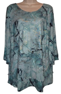 Creation L Lined Stretchy Multicolor Blouse Top Size 12