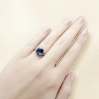Classically Vivid Blue Sapphire Oval 6.20Ct 925 Sterling Silver White Gold Rings