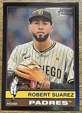 2025 Topps Heritage - Black Chrome Refractor /76 - #91 - Robert Suarez - Padres