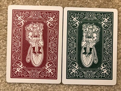 Vtg 2 Single Swap Playing Cards Bicycle Santa Christmas Holiday Red Green Bike