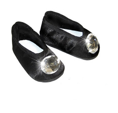 Black Jeweled Toe Ballet Flat Dress Shoes Fits 18inch Girl Dolls