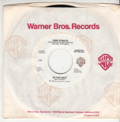 DIRE STRAITS - SO FAR AWAY - PROMO WARNER BROS. RECORDS 45 - GREAT SHAPE