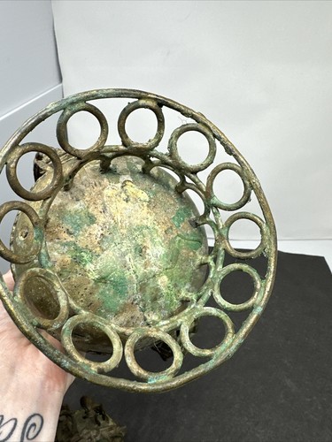 EINZIGARTIGES AFRIKANISCHES GHANA ASHANTI BRONZE DECKEL KUDUO AUFWENDIGES FIGURALES SZENENGEFÄSS - Bild 16 von 17