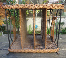 Range Disque Vinyl ROTIN Vintage Fer Forgé décor de Harpes bout de canapé 1960