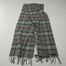 Cashmink Unisex Plaid Scarf Made in Germany Neck Warmer Gray