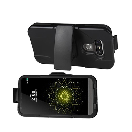 For LG G5 Hybrid Case Heavy Duty Shockproof Holster Stand Combo Cover Black - Picture 2 of 4