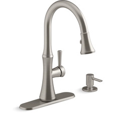 KOHLER Kaori Vibrant Stainless Finish Pull-Down Kitchen Faucet w/ Soap Dispenser