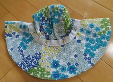 NWT Gymboree SEA SPLASH Girls' Size 5-7 Blue Floral Print Sun Hat w Rhinestones