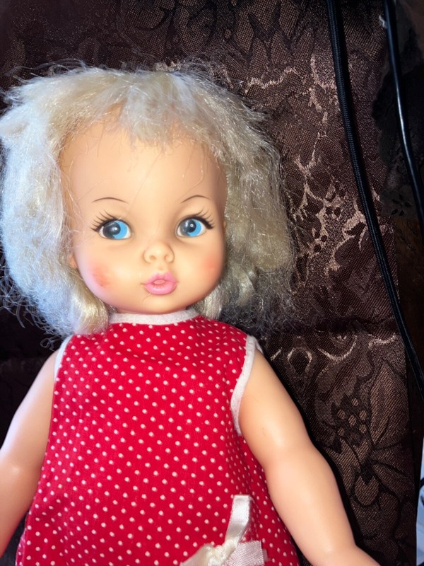Vntg HORSMAN Doll 1970 Pat Pend Blond possible orig dress 15” Teeny Bopper?