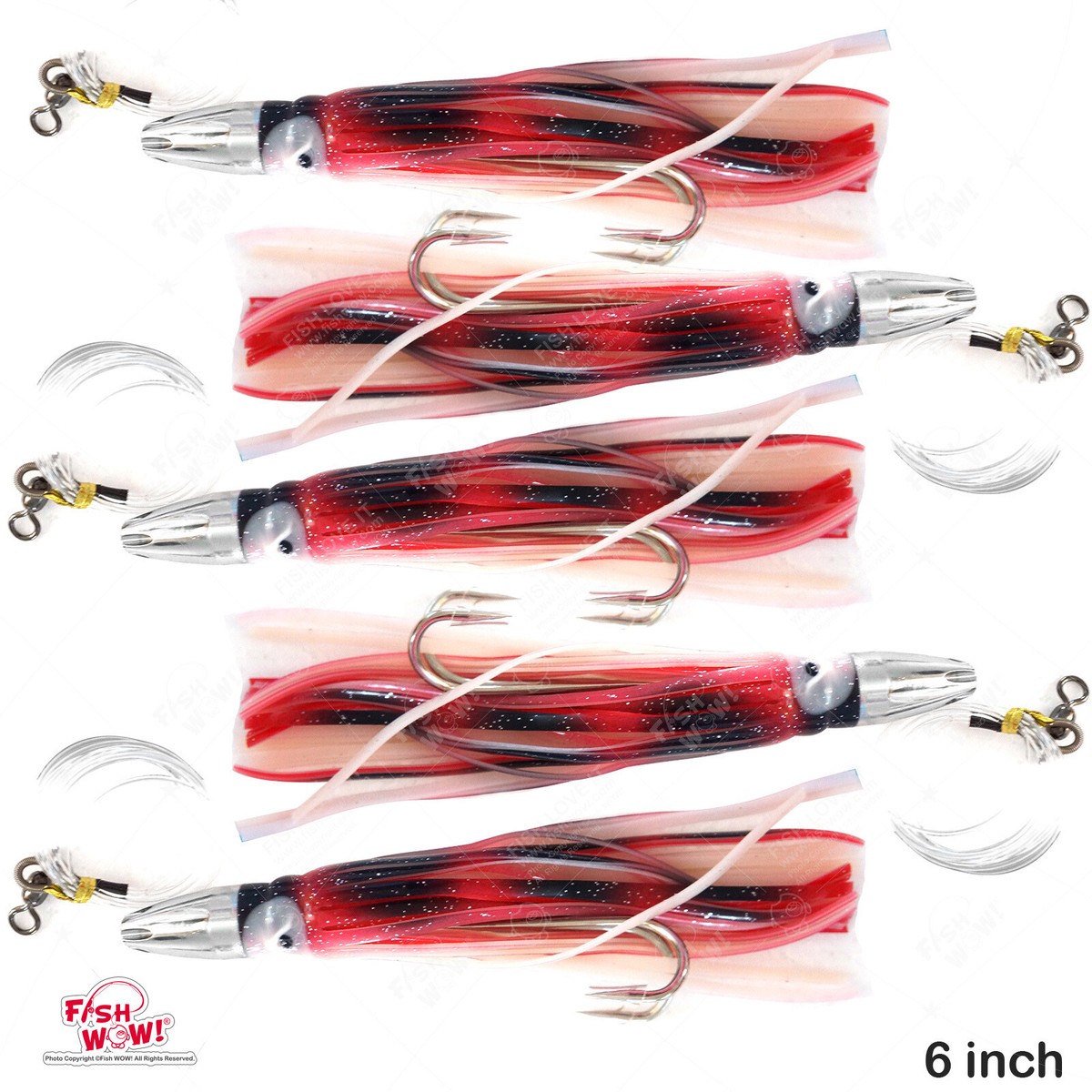 chrome jet heads for fishing lure manufacturer 5pcs Red White 7