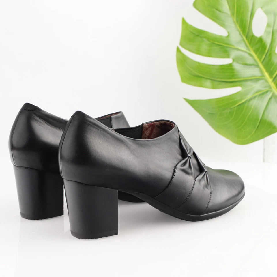 Zapatos de salón Abeo Olivya para mujer talla 11 N cuero negro tacón bloque botín detalle de lazo Foto 3 de 4