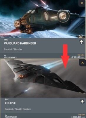 Star Citizen Ship Upgrade von Vanguard Harbinger zu Aegis Eclipse Bomber DEU ACC