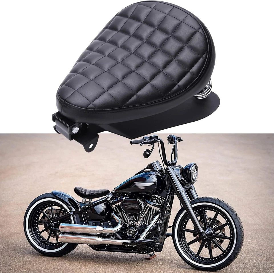 Leather Motorcycle Solo Seat w/ Springs Base For Honda Nighthawk 450 550 650 750 - Imagem 2 de 4