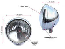 5.75” 146mm Motorcycle Headlight CHROME Bates Style Retro Custom Bike Roadster
