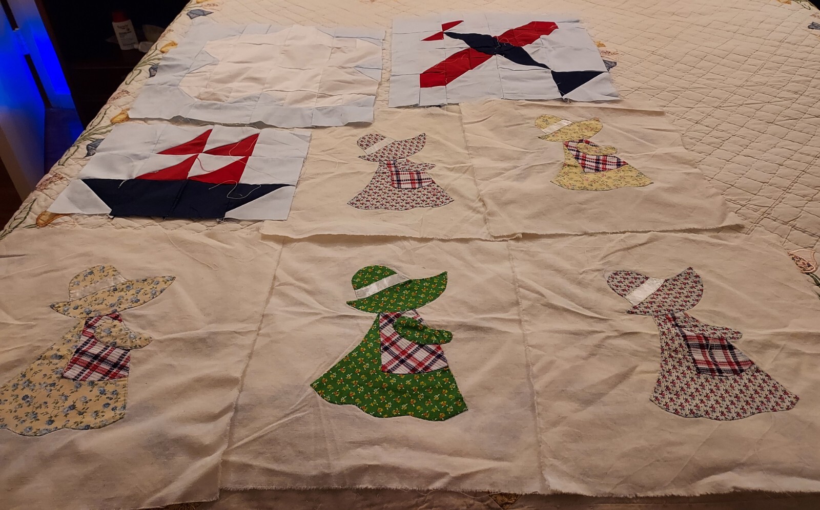 4 vintage quilt tops, 1 table runner top, 51 vintage quilt blocks. eBay
