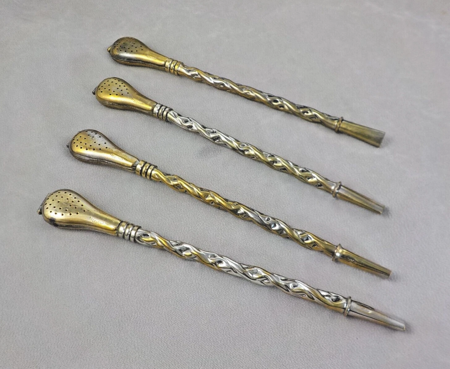 Argentina Tea Strainer Straws 4 pieces Industria mamboretta 7.5" Vintage