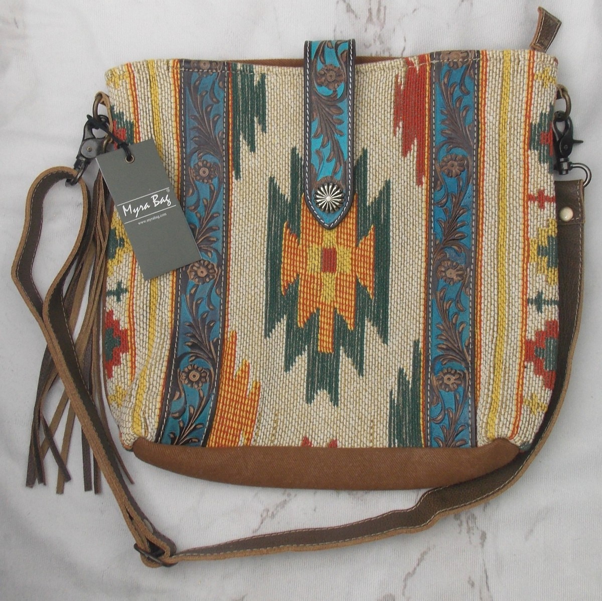 Myra Canvas Backpack/Wristlet Set with Nautical Design Myra bags vintage canvas and leather – Dirt Road Darlings main image 2
