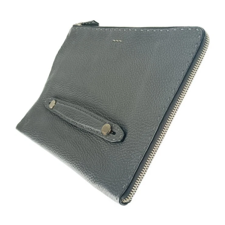 Bolso sin asas FENDI Selleria 7M0225 gris plata herrajes cuero segundo bolso para hombre Foto 2 de 4