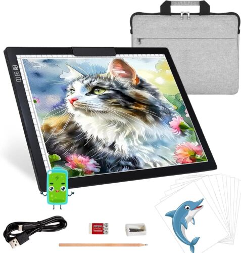 A4 Rechargeable Light Board with 6 Brightness Levels - Art Tracing Pad kit