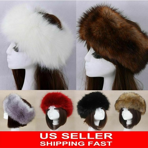 Women Russian Fluffy Faux Fur Headband 